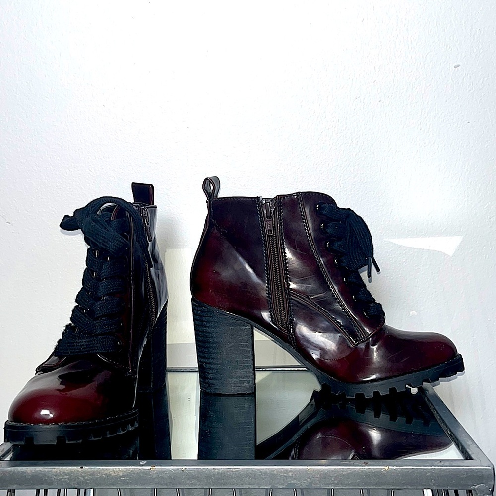Mix No. 6 Patent Brown Ankle Boots 6.5